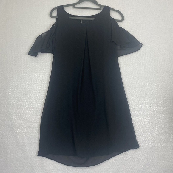 By and By Black Dress Size Small Back Button Cold Shoulder. - Picture 3 of 3